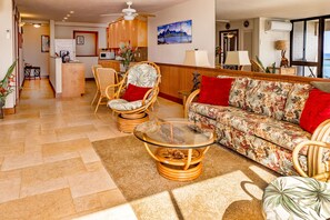 TV, DVD player, video library - Spectacular Oceanfront Corner Unit Condo at Kuhio Shores (Koloa)
