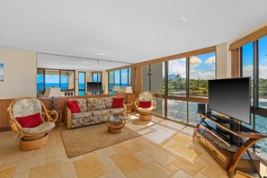 TV, DVD player, video library - Spectacular Oceanfront Corner Unit Condo at Kuhio Shores (Koloa)