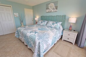 2 bedrooms, memory foam beds, iron/ironing board, travel crib
