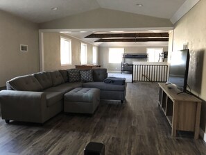 TV, fireplace, video games, DVD player