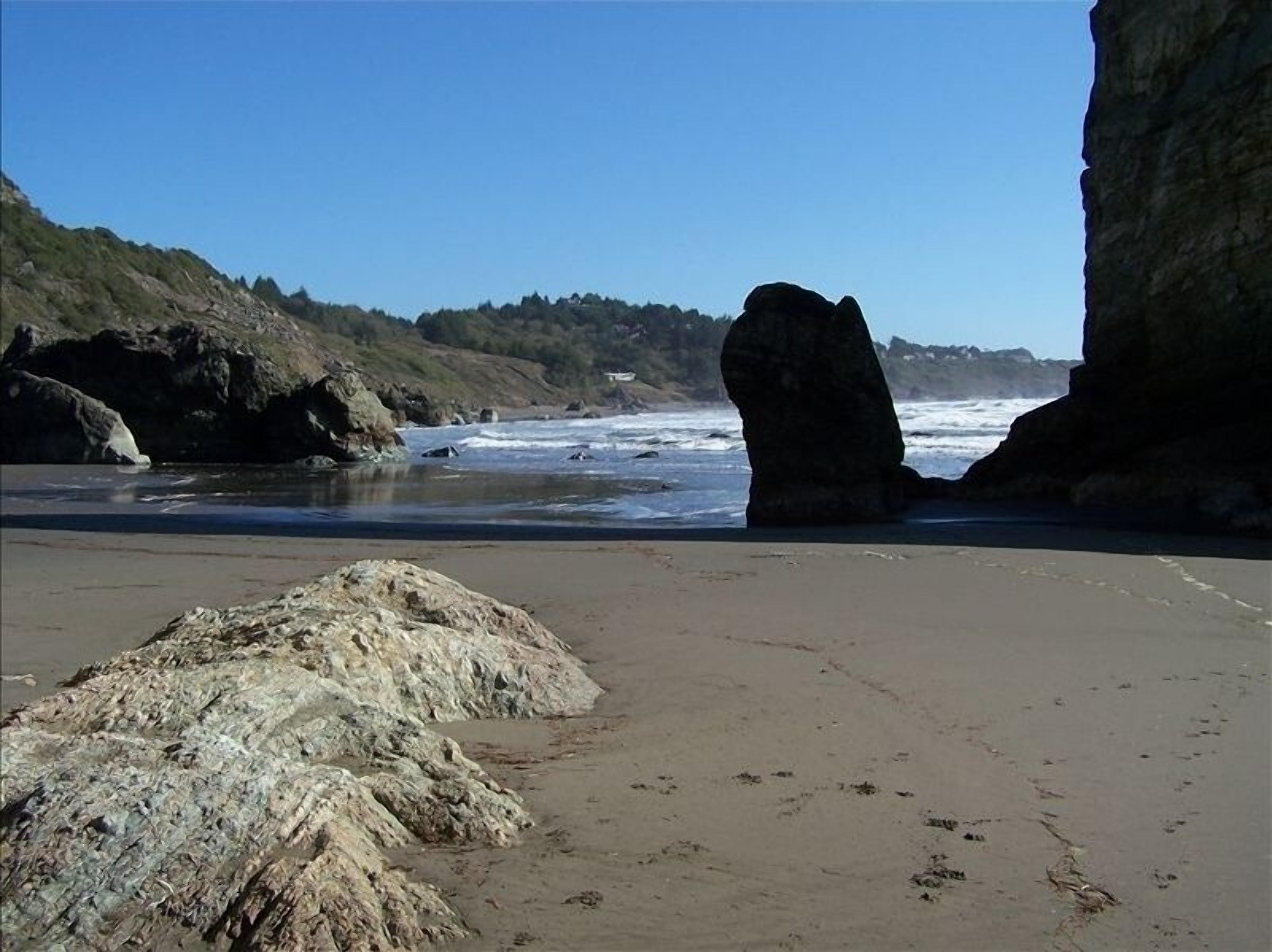 On the beach, sun-loungers, beach towels
