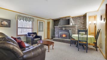 Smart TV, fireplace, DVD player