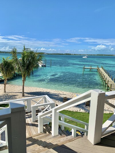 Beachfront House  Private Dock & Beach Tahiti Beach House - Hope Town  5 STAR