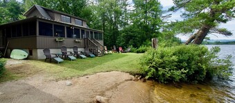 Kezar Lake Waterfront Cottage Guesthouse Huge Porch Sandy Beach Dock Watercraft