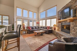 Télévision, cheminée, jeux vidéo, lecteur de DVD