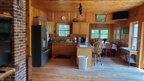 Fridge, microwave, oven, stovetop - Cabin #1 w/ Private Beach 1 mi from Carbondale, IL  and SIU (Carbondale)