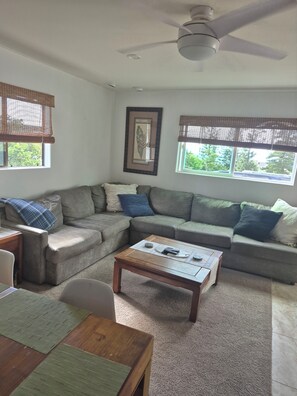 Smart TV, DVD player, books, offices