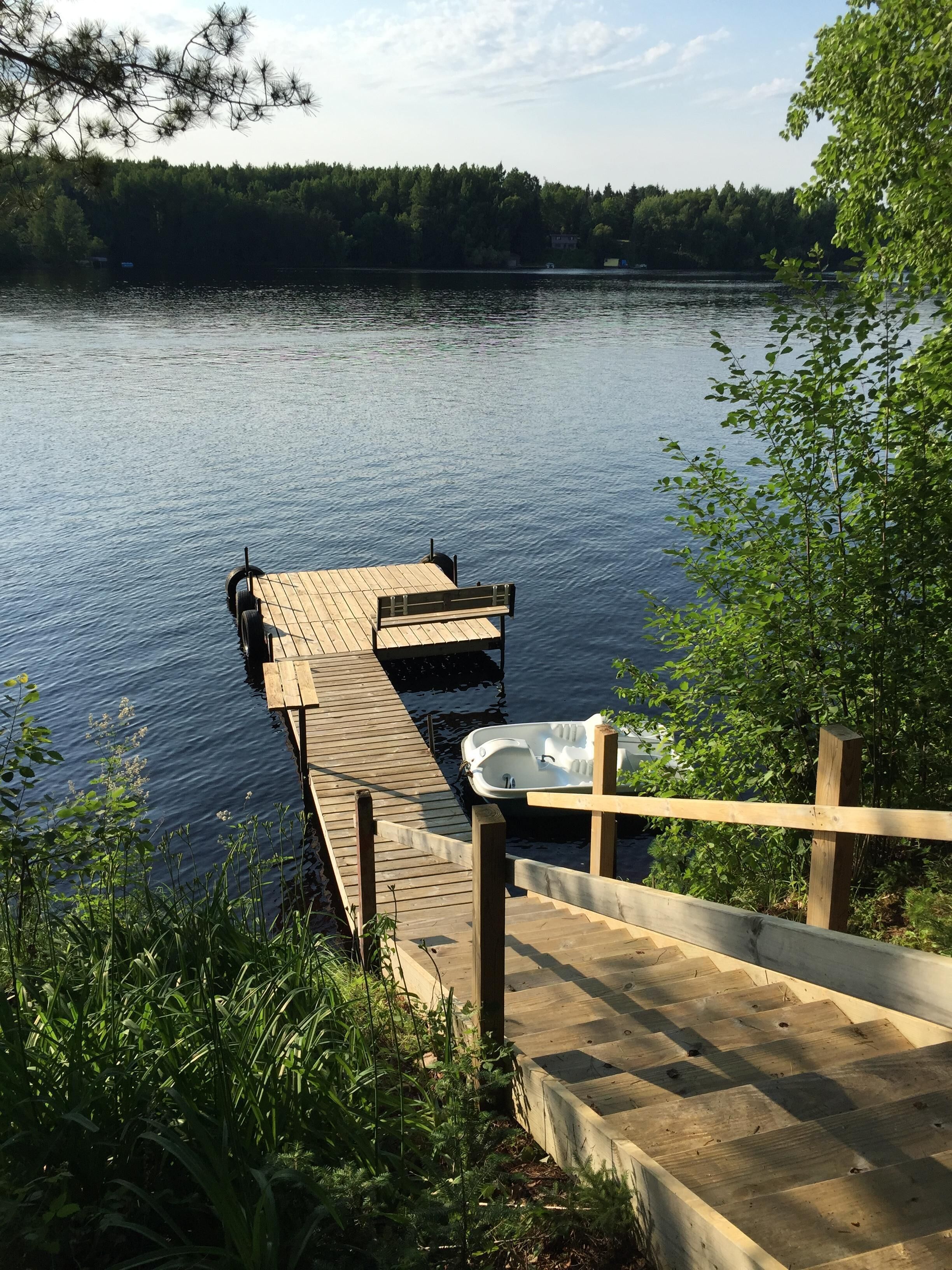 pier is 30' long total
12'x8' at the end w/bench