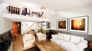 TV, DVD player, books, music library