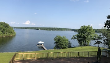View of lake and dock from upper balcony. Great place to have morning coffee!