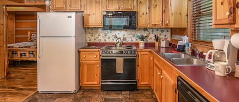 Fridge, microwave, stovetop, dishwasher