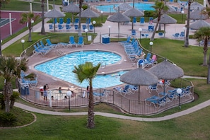 Outdoor pool, a heated pool - LUXURIOUS, REMODELED, SPACIOUS PENTHOUSE CONDO WITH AWESOME BEACH VIEWS!! (South Padre Island)