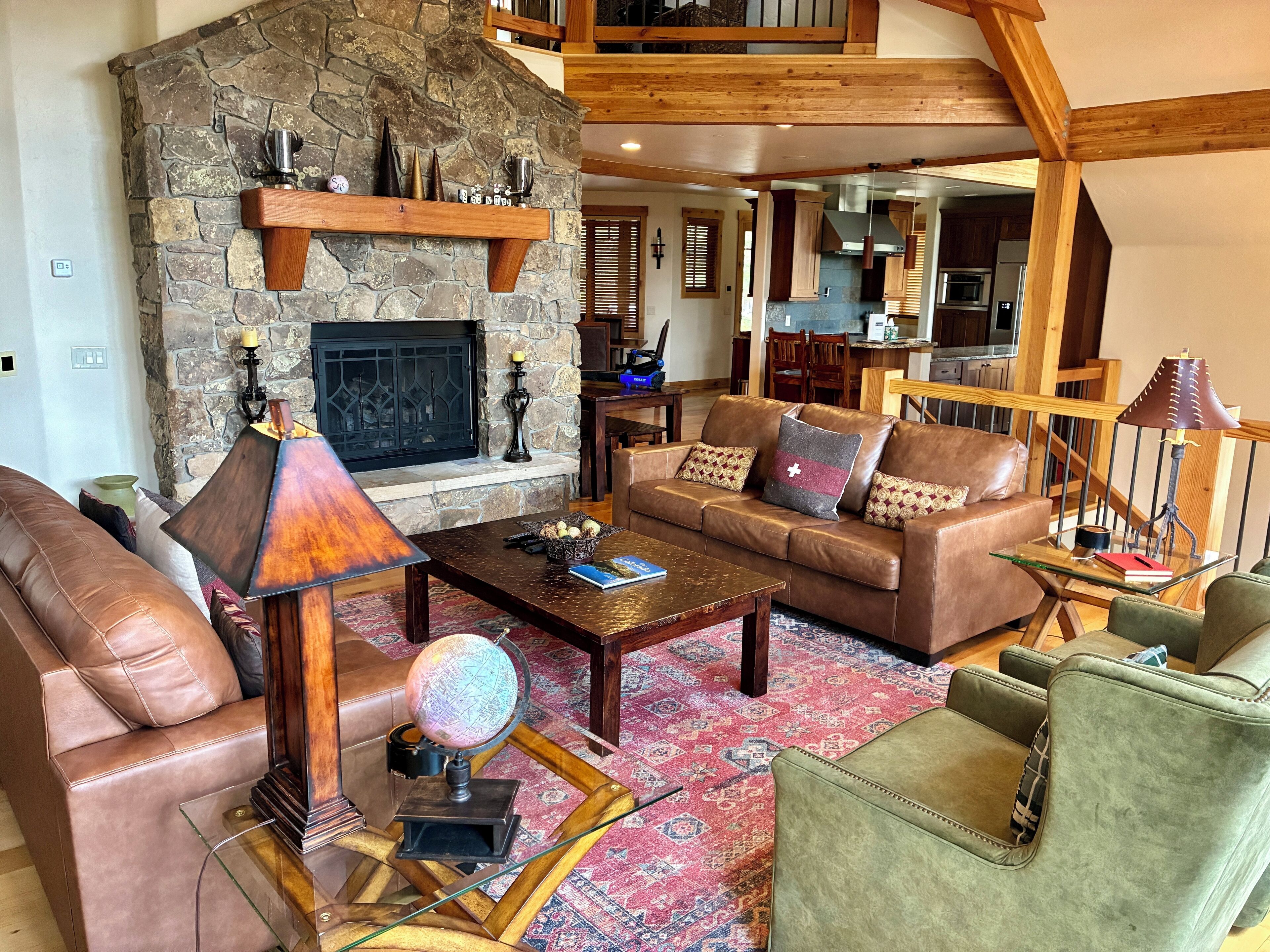 Smart TV, fireplace, video games, DVD player