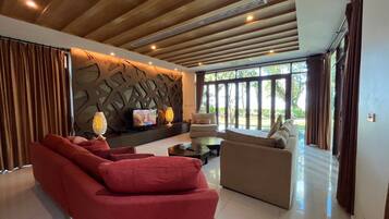 TV, DVD player, ping pong