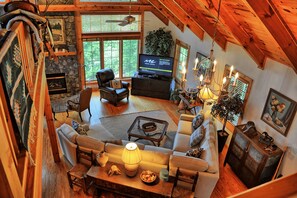 TV, fireplace, DVD player, stereo - Mountain View-Open for Bookings!  Hot Tub, Pool Table, WiFI, AC, Views (Boone)