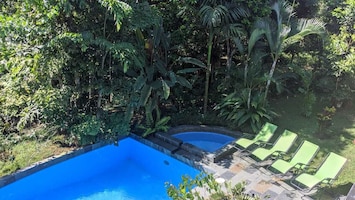Swimming pool area. View from the main balcony.