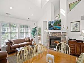 Living Room Area--- Cozy Log Fireplace 