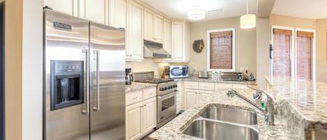 Fridge, microwave, oven, dishwasher