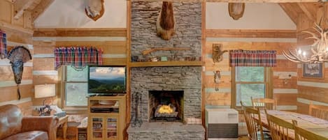 Télévision, cheminée