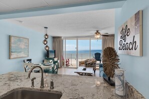 Living area - Oceanfront escape! Relax in this cozy 1BR condo at Panama City Beach. (Panama City Beach)