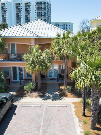 Miramar Beach Villas 116 aerial view of front facade