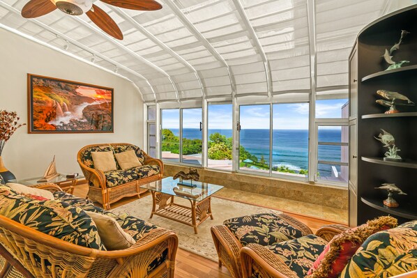 Smart TV, DVD player, books, stereo