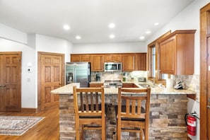 Coffee/tea maker, dishwasher, cookware/dishes/utensils, dining table - Townhome R5B- Mtn Home/View, Foosball, Indoor/Outdoor Pools & Hot Tub, Fireplace (Banner Elk)