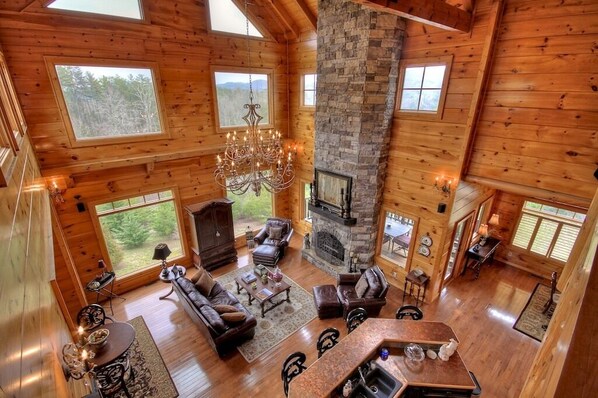Smart TV, fireplace, video games, DVD player