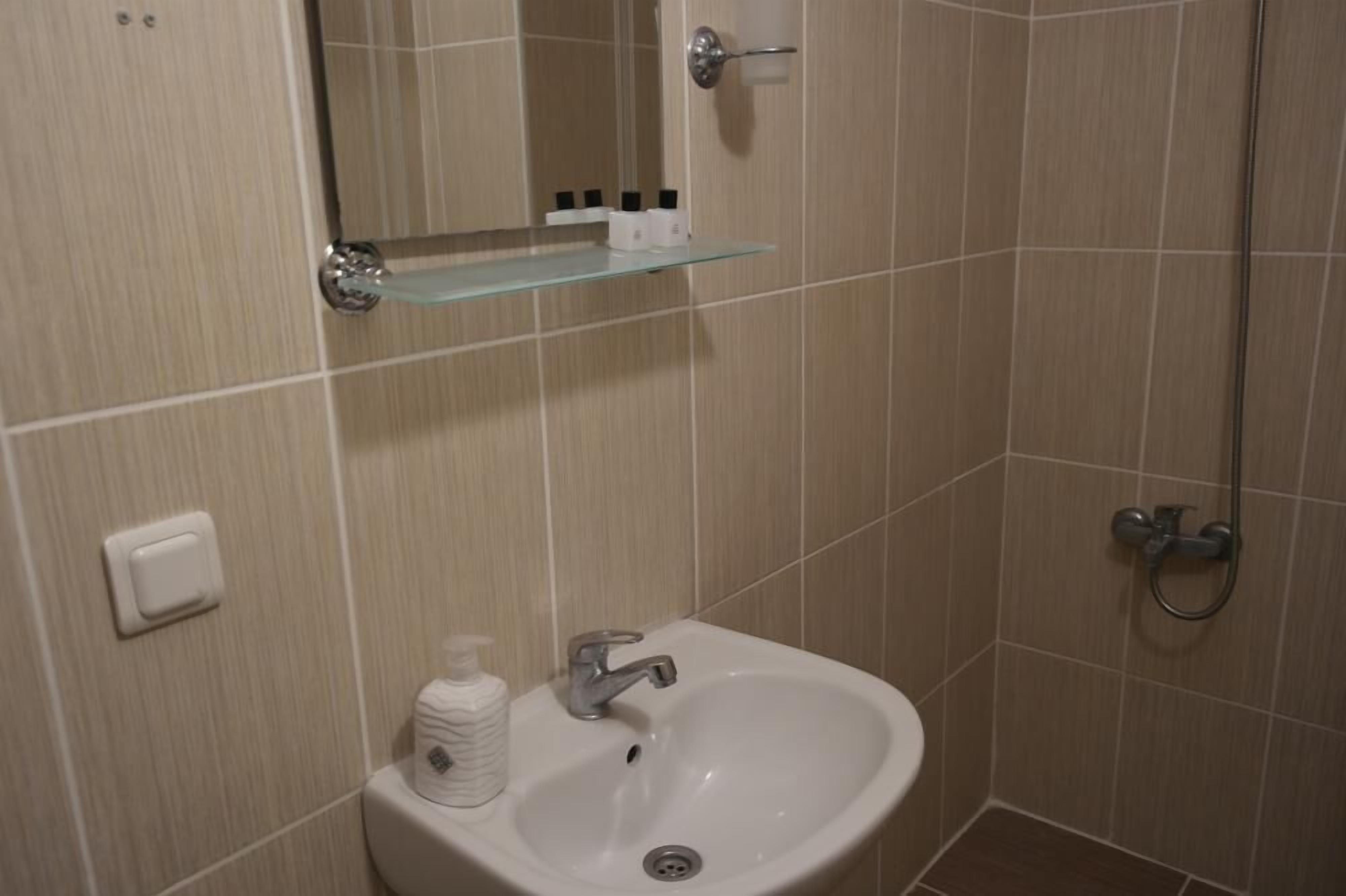 free toiletries, hair dryer, slippers, towels