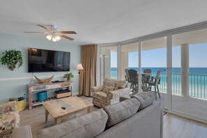 TV - Enjoy stunning oceanfront views from this spacious 2BR condo at Panama City Beach. (Panama City Beach)
