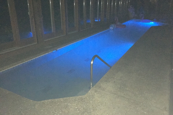 Private pool attached to master bedroom. Spectacular LED pool lighting.