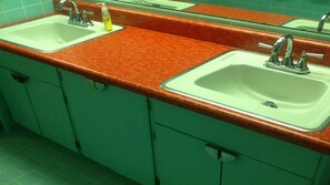 Combined shower/bathtub, hair dryer, towels, soap - Retro Ranch With Private Indoor Pool & Sauna St Louis, MO (Saint Louis)
