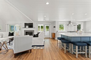 TV, fireplace, video games, books