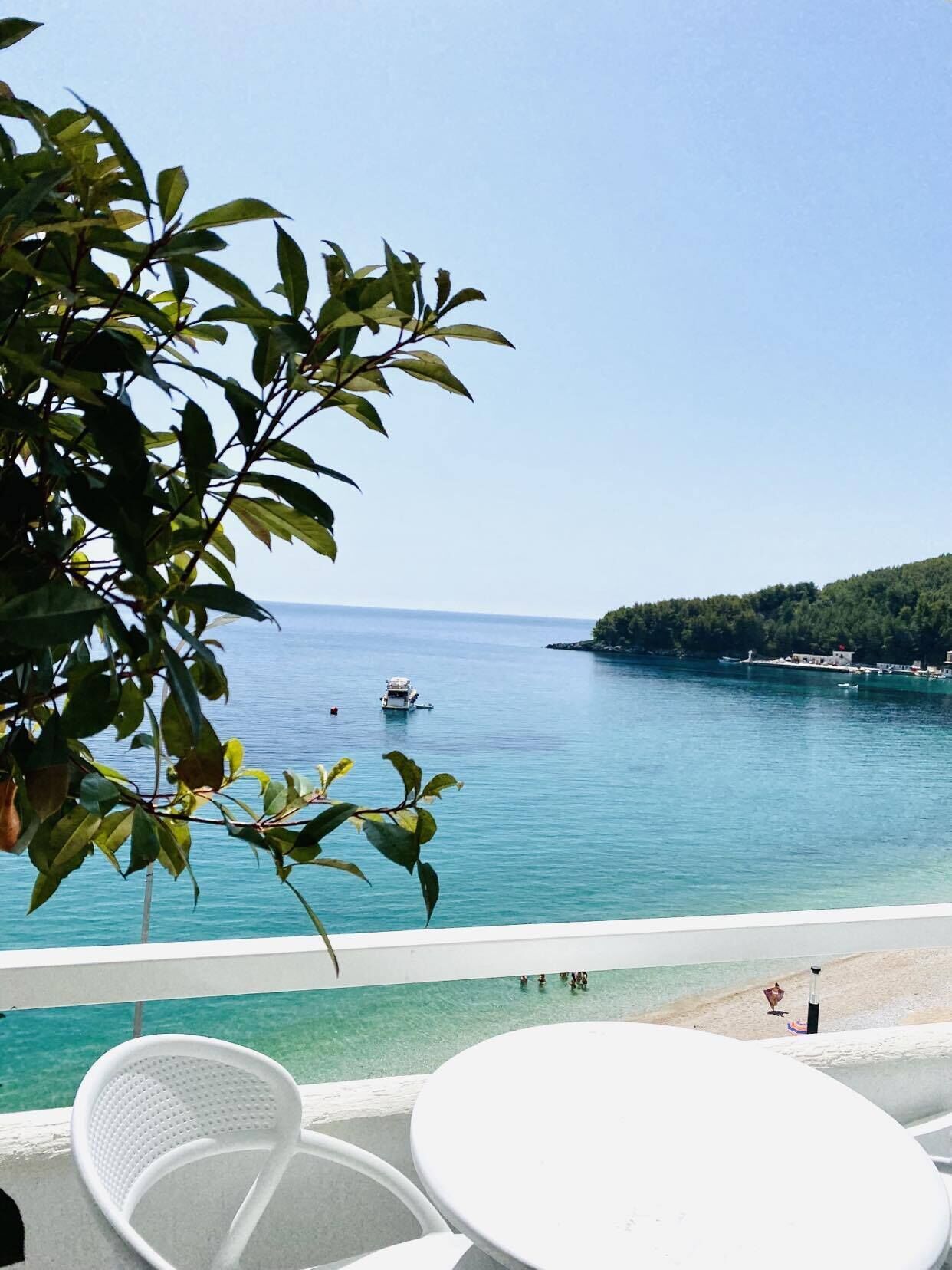 Deluxe tweepersoonskamer, balkon, uitzicht op zee | Terras