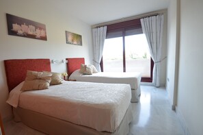 2 bedrooms, desk, iron/ironing board, travel cot