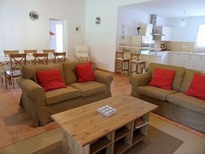 TV, fireplace, DVD player, books