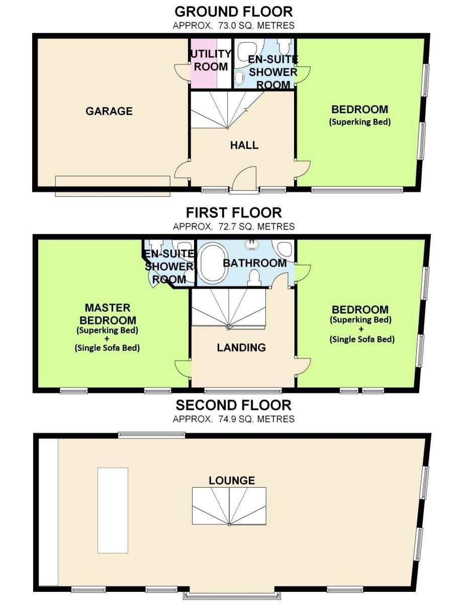 L’hôtel est aménagé sur trois niveaux : un rez-de-chaussée, un premier étage et un deuxième étage. Le rez-de-chaussée comprend un garage, une buanderie, une salle de bain attenante avec douche et une chambre. Le premier étage comprend une chambre principale, une salle de bain, un palier et une salle de bain attenante avec douche. Le deuxième étage est aménagé en espace détente.