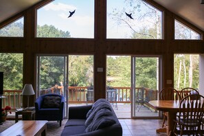 Flat-screen TV, fireplace, DVD player, books - Lakeside Haven Home On Birch Lake, Sleeps Up To 12 People. (Tomah)