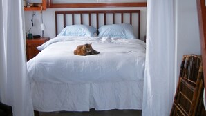 Una camera da letto con un letto, una finestra, uno scaffale e un condizionatore d'aria.