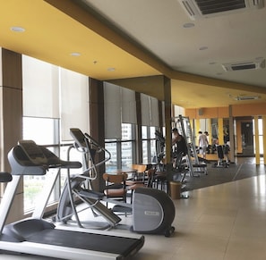 Stay fit and active in our well-equipped gym featuring treadmills, stationary bikes, and weight machines.
