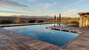 Outdoor pool, pool loungers