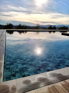 Outdoor pool, pool loungers
