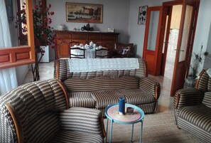 Een televisie, een open haard en boeken