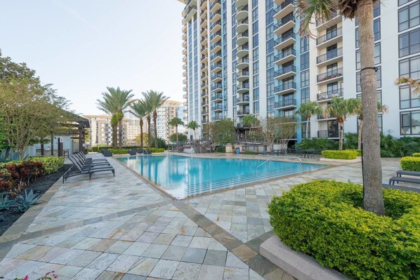 Condo, 1 King Bed (STUNNING LAKE EOLA VIEW SKY-RISE PENT) | Outdoor pool - 55 W #3005 (Orlando)