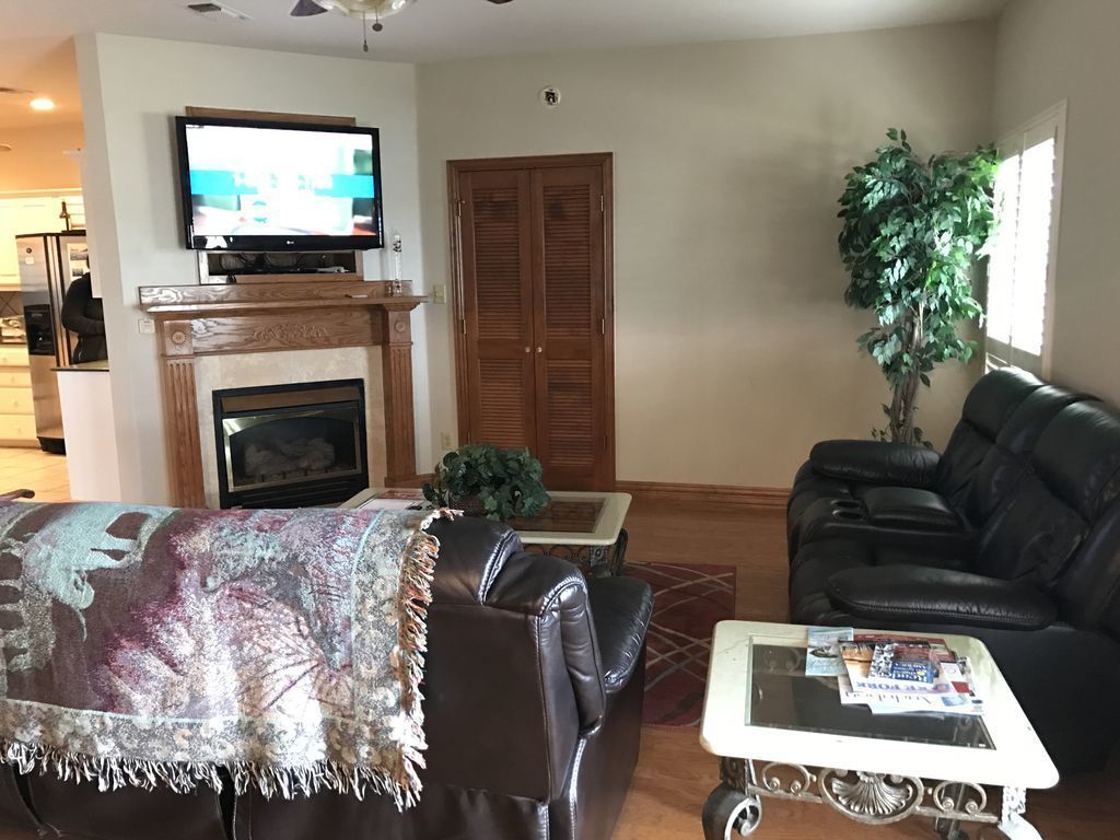 House, Multiple Beds (Family friendly lake house located at) | Living area | TV, fireplace, DVD player