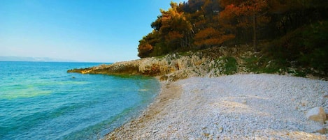 Una spiaggia nelle vicinanze, lettini da mare