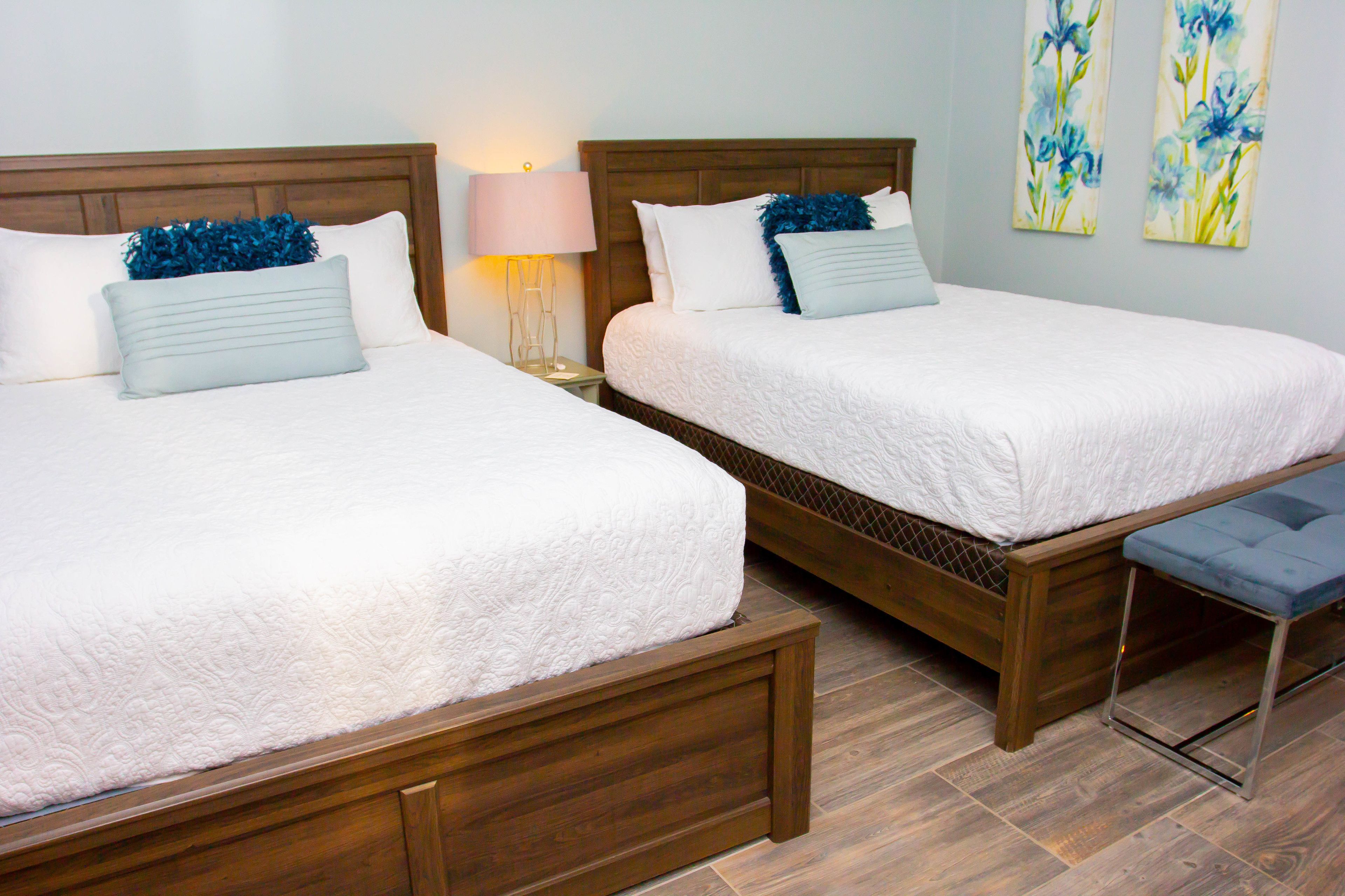 luxury double room, 2 double beds, non smoking, pool view | premium bedding, memory-foam beds, individually decorated