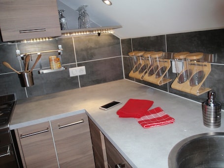 Fridge, microwave, oven, dishwasher. le chalet - spacious flat for 4/5 people located in the heart of the guillestro