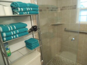Shower, hair dryer, towels, soap - Two-bedroom home for snowbird (Floral City)