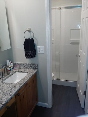 Combined shower/bathtub, hair dryer, towels - 2 Bed 2 Bath Family Ski Condo (Pet Friendly!) (Dillon)